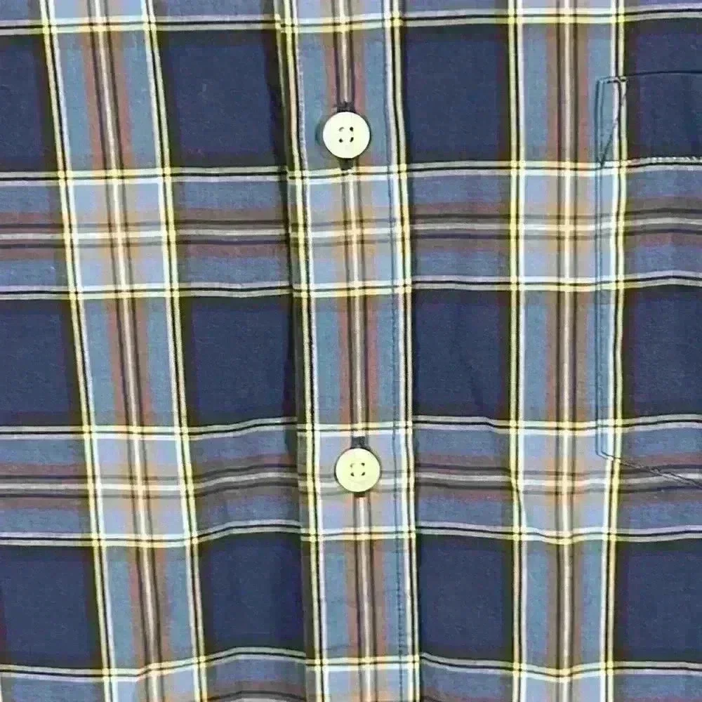 J. Crew Men’s Button-Down Shirt Sz Large Blue/Tan Plaid 100% Cotton